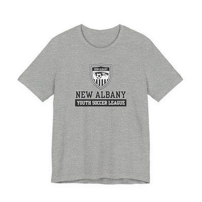 Adult Unisex New Albany Youth Soccer League Game Day Graphic Short Sleeve Bella + Canvas Soft Tee