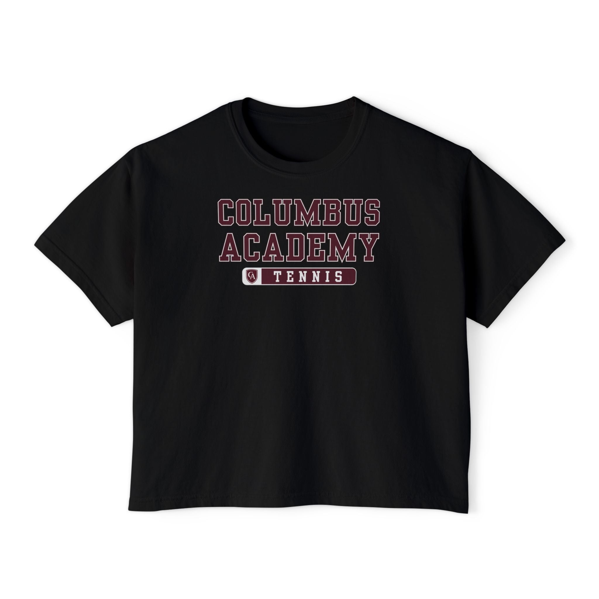 Women's Columbus Academy Tennis Graphic Boxy Crop Short Sleeve Tee