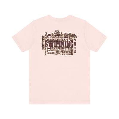 Adult Unisex Swim & Dive Classic Logo with Word Pool Back Graphic Soft Short Sleeve Tee