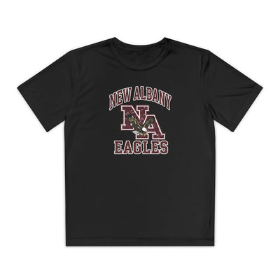 Youth New Albany Vintage Vibes Football Logo Graphic Sport-Tek Competitor Performance Tee