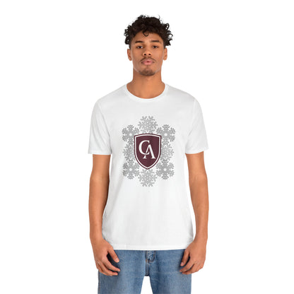 Adult Unisex Columbus Academy Spirited Snowflake Graphic Short Sleeve Soft Tee