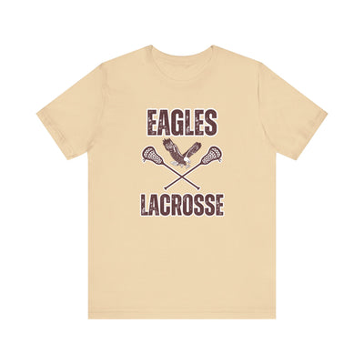 Adult Unisex Distressed Eagles Lacrosse Graphic Short Sleeve Soft Tee