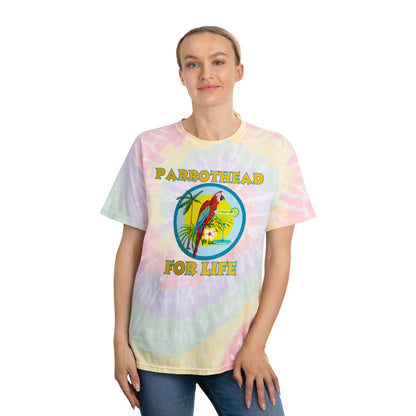 Adult Unisex Parrothead For Life Rainbow Tie Dye Graphic Tee