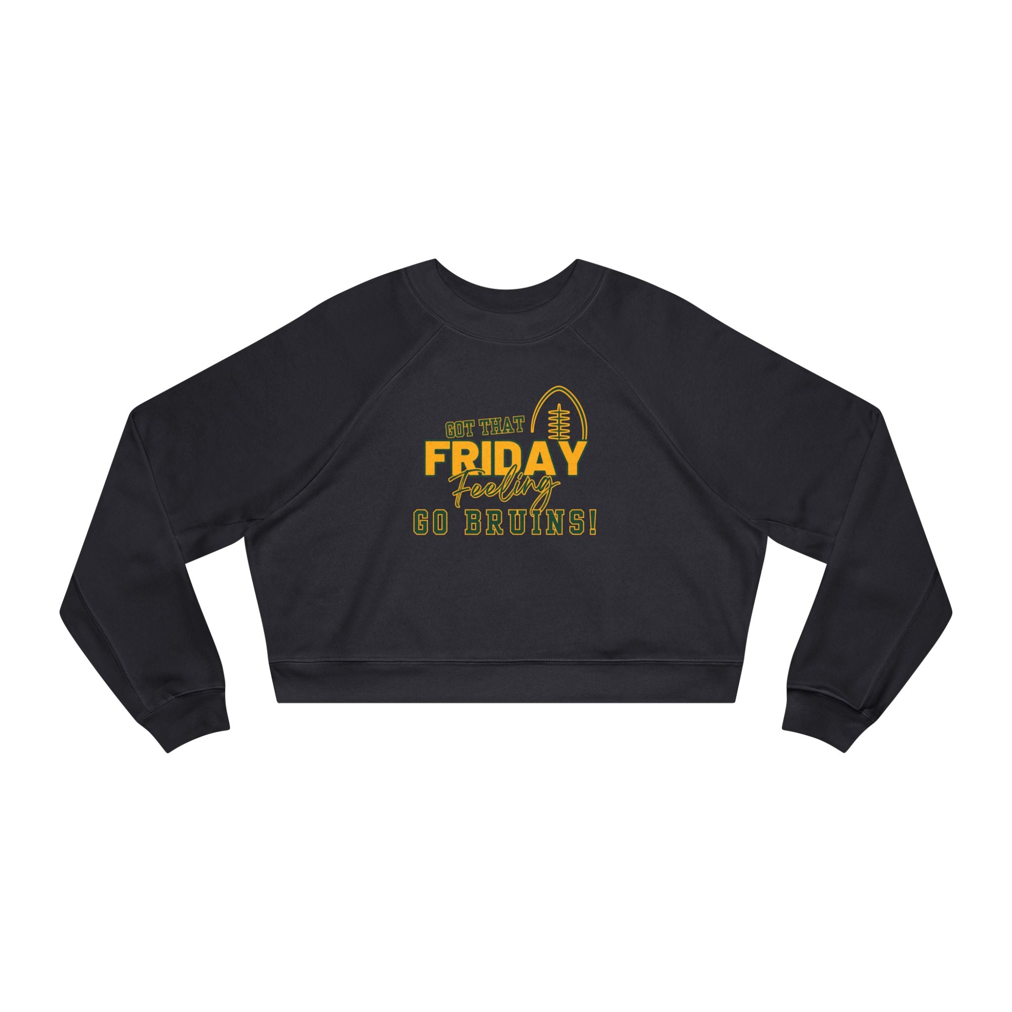 Women's Bruin Friday Feeling Football Graphic Cropped Fleece Sweatshirt