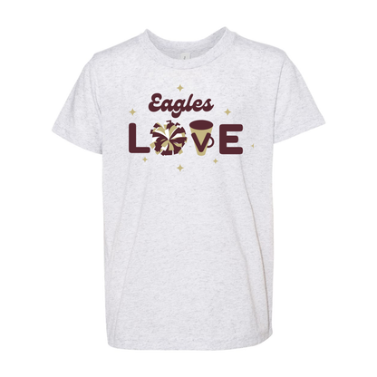 Youth Super Soft Eagles Cheer Love Short Sleeve Graphic Tee - New Albany Eagles