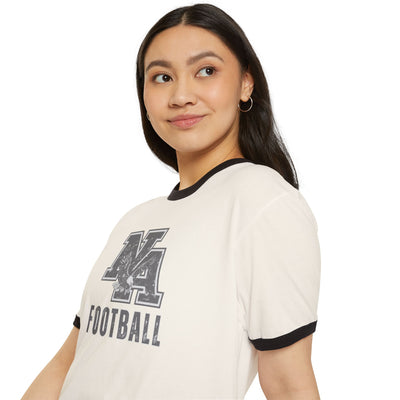 Adult Unisex Distressed Vintage Football Logo Graphic Short Sleeve Ringer Tee
