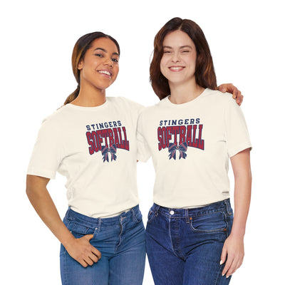 Adult Unisex Stingers Softball Stitched Bow Graphic Short Sleeve Bella + Canvas Soft Tee