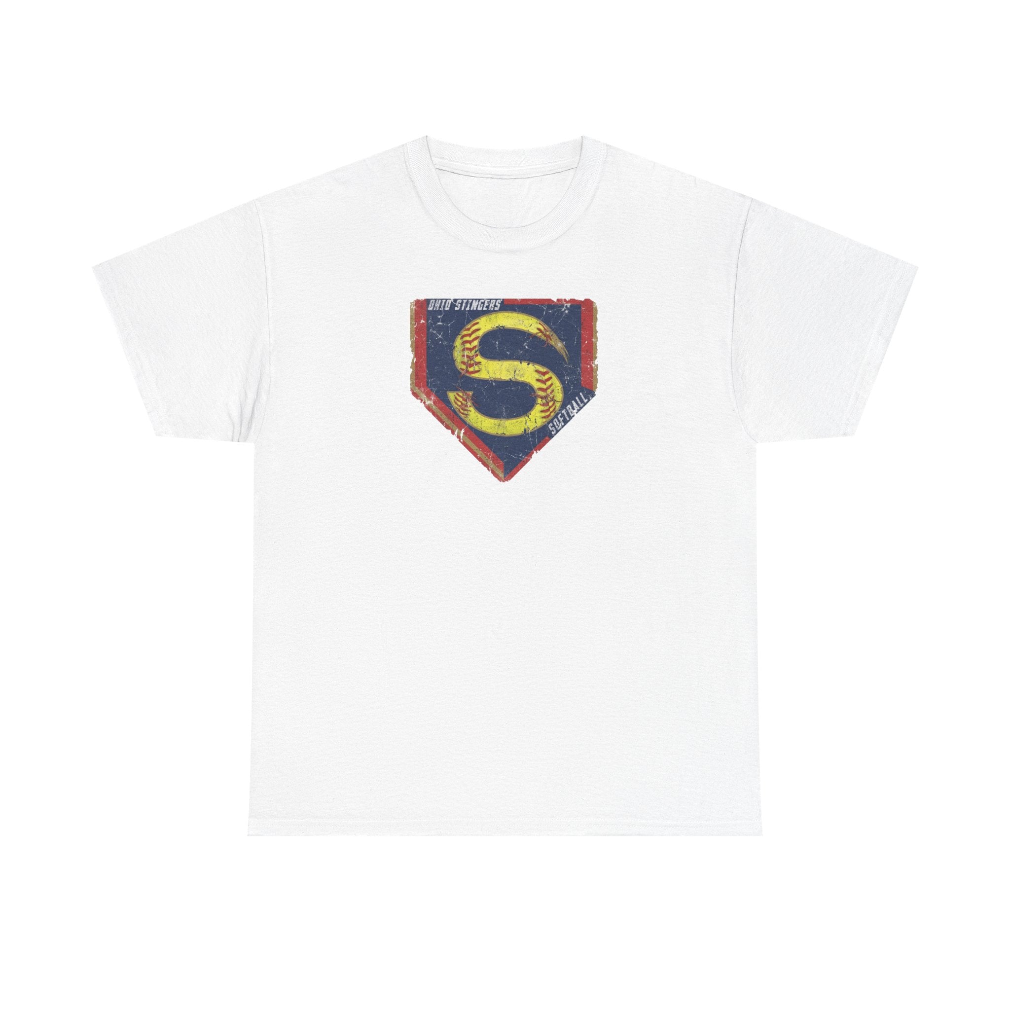 Adult Unisex Stingers Softball Distressed Logo Graphic Short Sleeve Gildan Heavy Tee