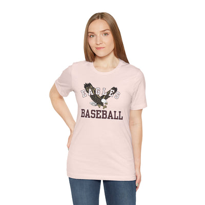 Adult Unisex Flying Baseball Eagle Graphic Short Sleeve Soft Tee