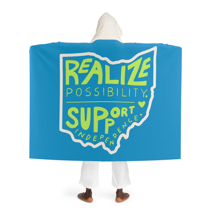 Realize Possibility Support Independence Graphic Hooded Sherpa Fleece Blanket