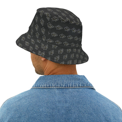 Adult Unisex Classic Logo Allover Print Black Bucket Hat - New Albany Eagles