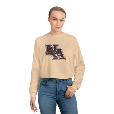 Women's Vintage Distressed Maroon Logo Cropped Fleece Sweatshirt