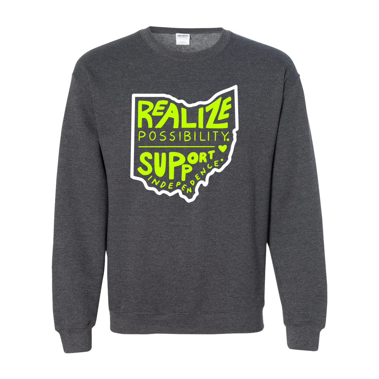 Adult Unisex "Realize Possibility Support Independence" Bridgeway Graphic Crewneck Sweatshirt