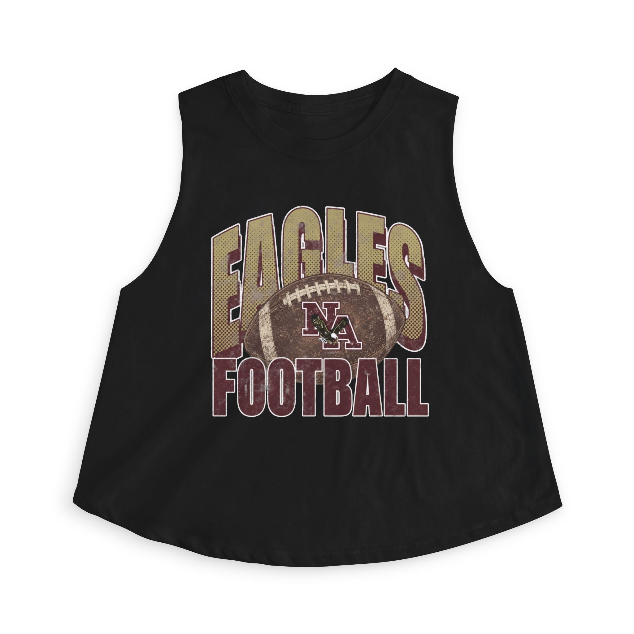 Women's New Albany First-Down Distressed Football Graphic Crop Tank
