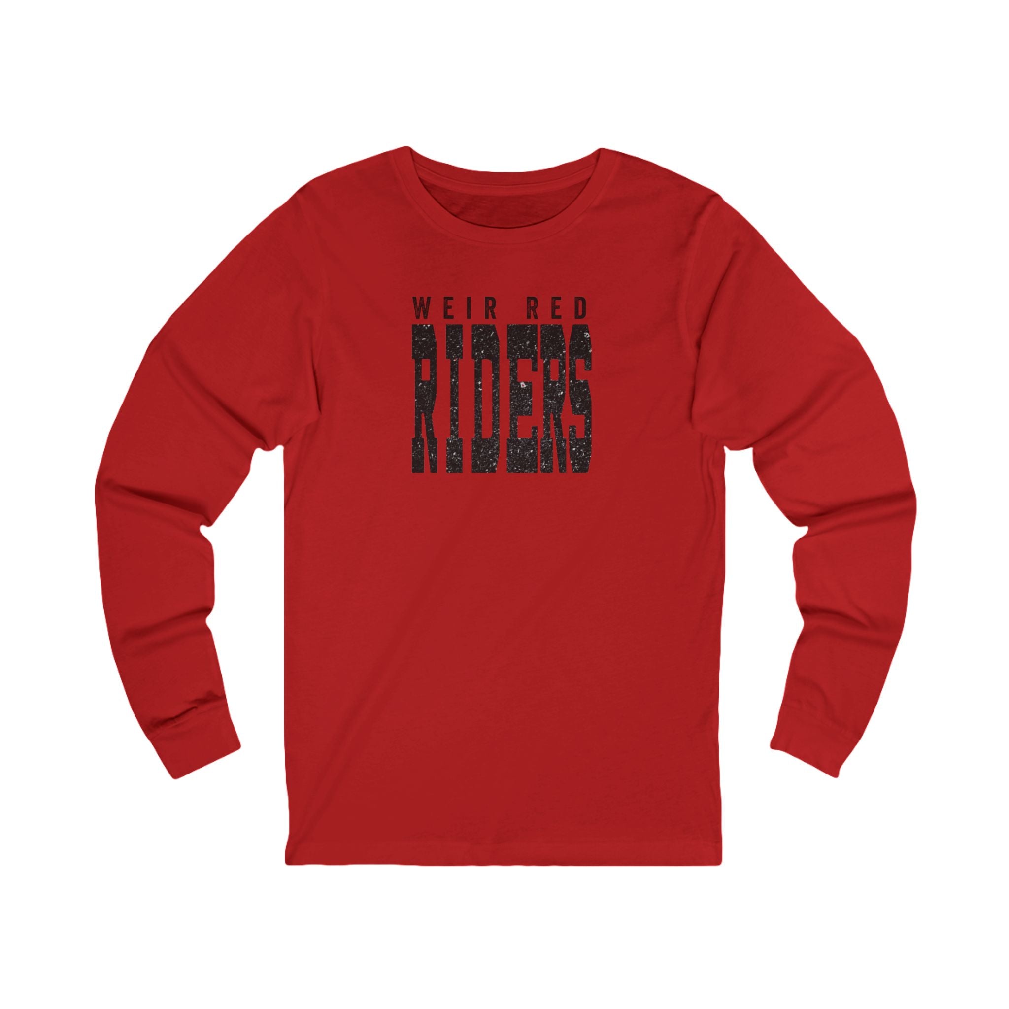 Adult Unisex Weir Red Riders Distressed Enlarged Graphic Long Sleeve Bella + Canvas Soft Tee