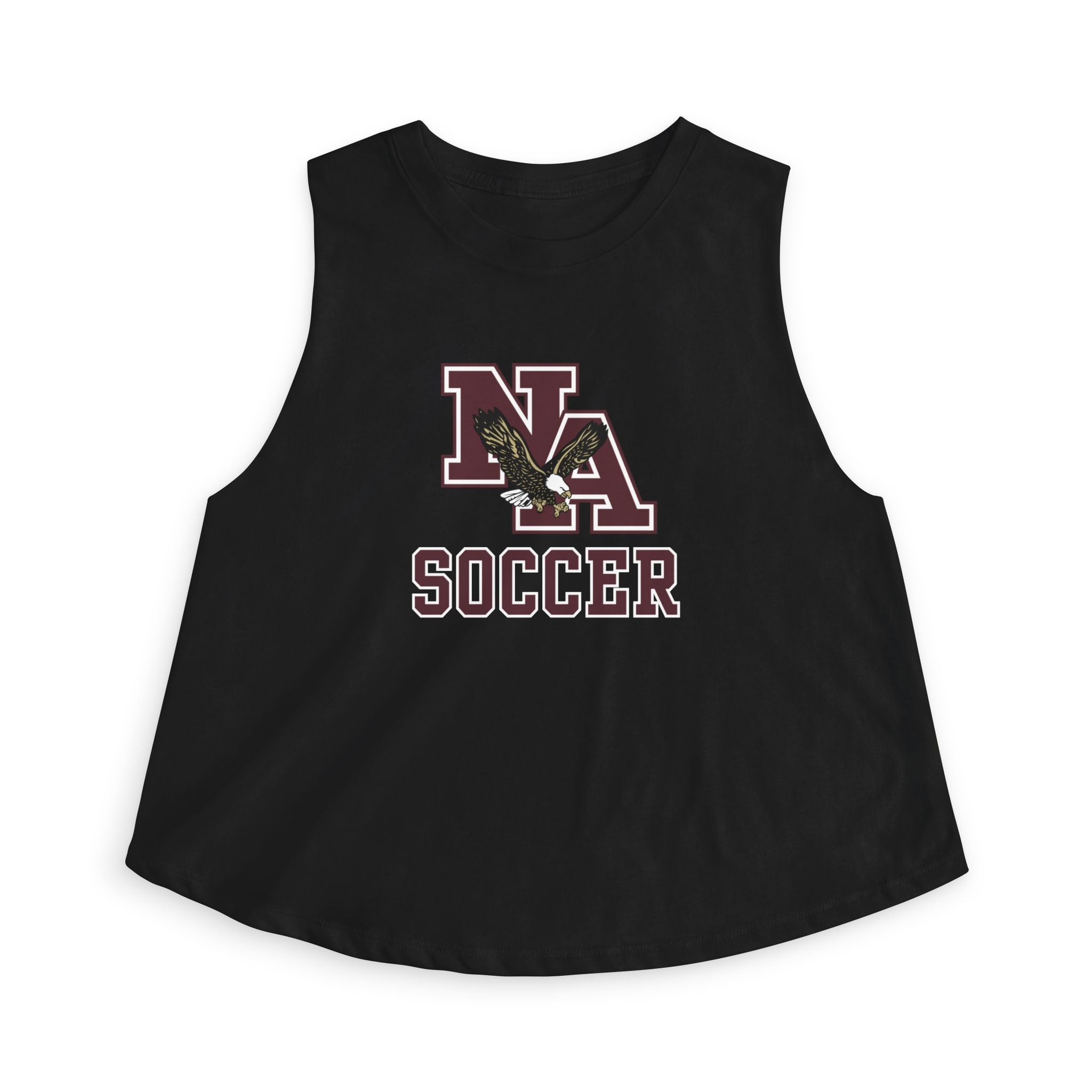 Women's New Albany Classic Maroon Soccer Logo Graphic Crop Tank