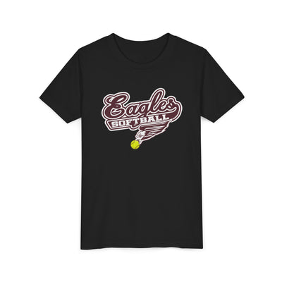 Youth Sporty Script Softball Eagles Graphic Short Sleeve Soft Tee