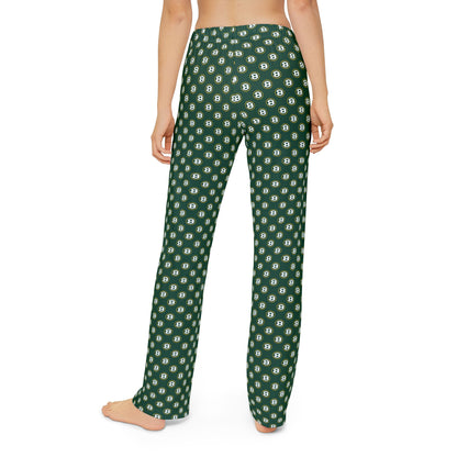 Youth Green Pajama Pants with Allover Brooke Logo Print