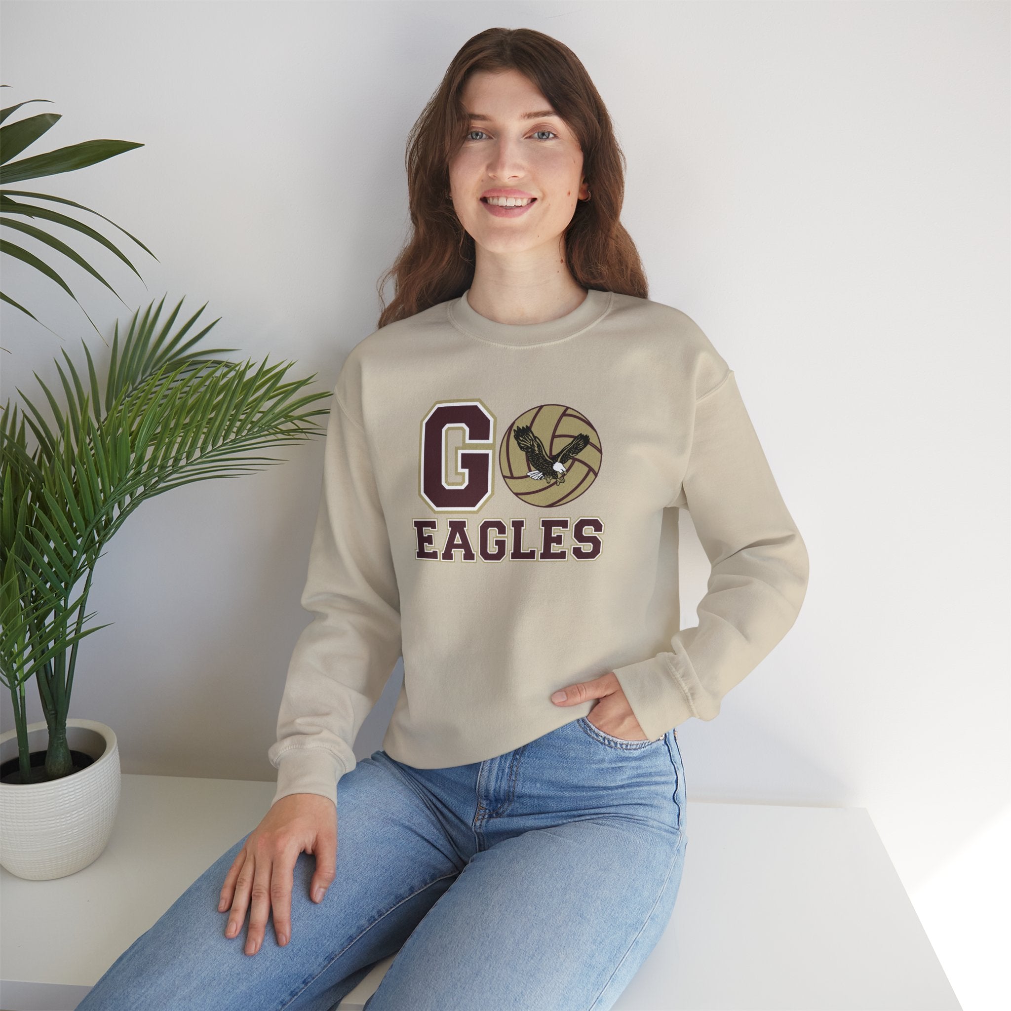 Adult Unisex Go Eagles Volleyball Graphic Sweatshirt - New Albany Eagles