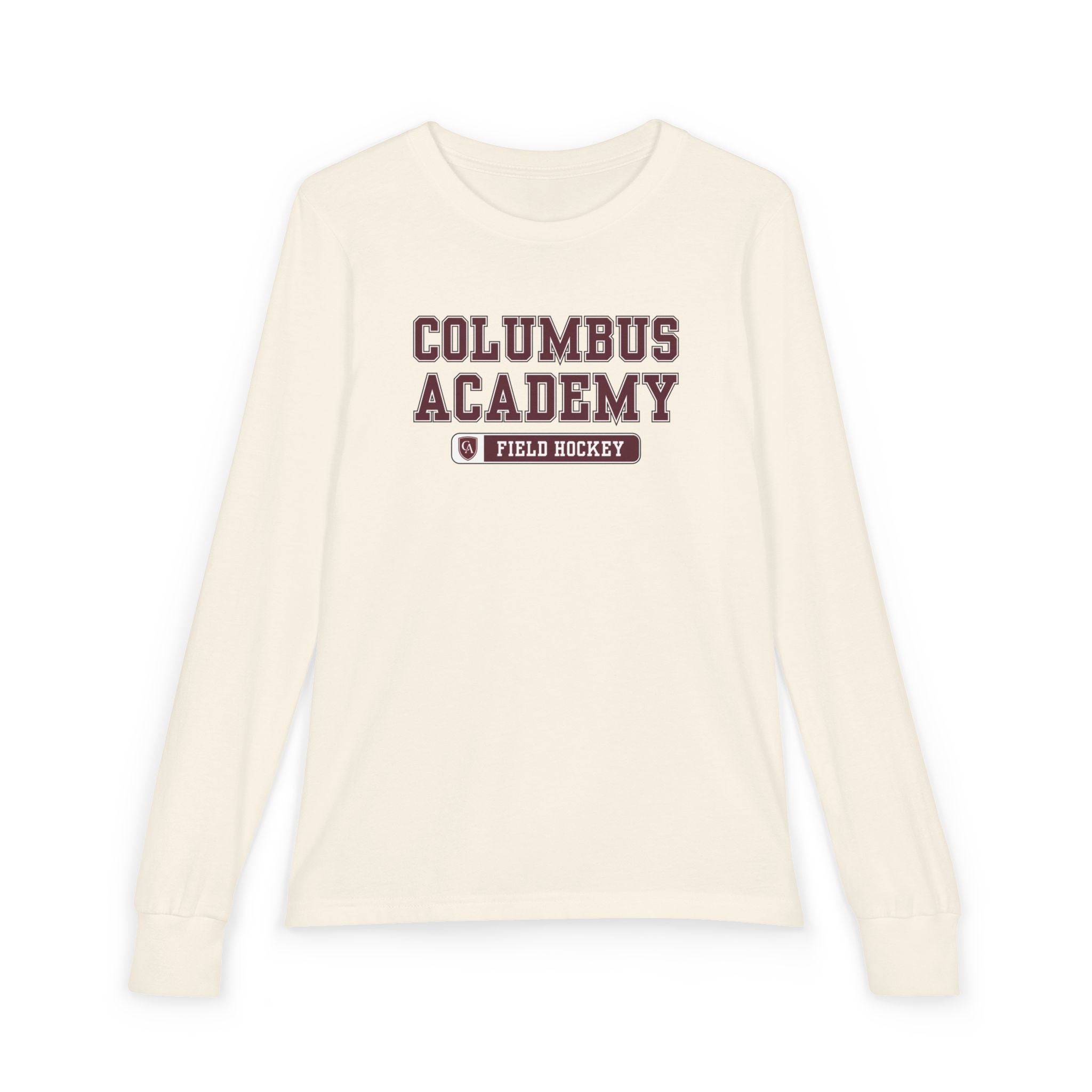 Youth Columbus Academy Field Hockey Graphic Bella + Canvas Long Sleeve Soft Tee
