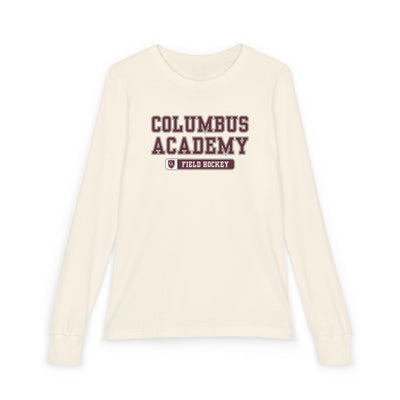 Youth Columbus Academy Field Hockey Graphic Bella + Canvas Long Sleeve Soft Tee