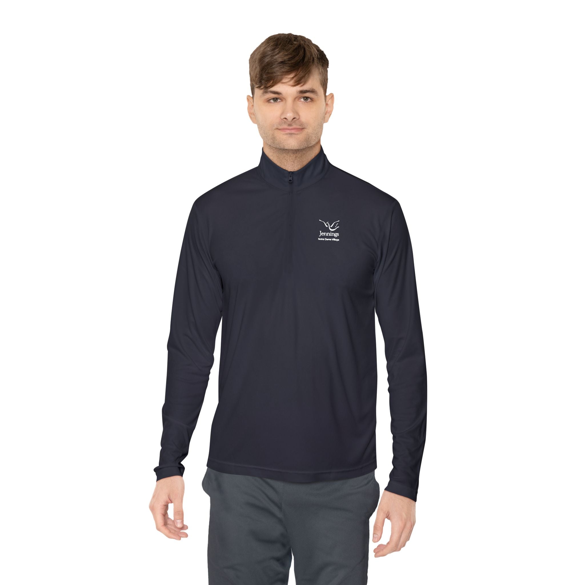 Adult Unisex Sport-Tek Competitor Performance Quarter-Zip Pullover - White Jennings Notre Dame Village Logo