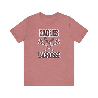 Adult Unisex Distressed Eagles Lacrosse Graphic Short Sleeve Soft Tee