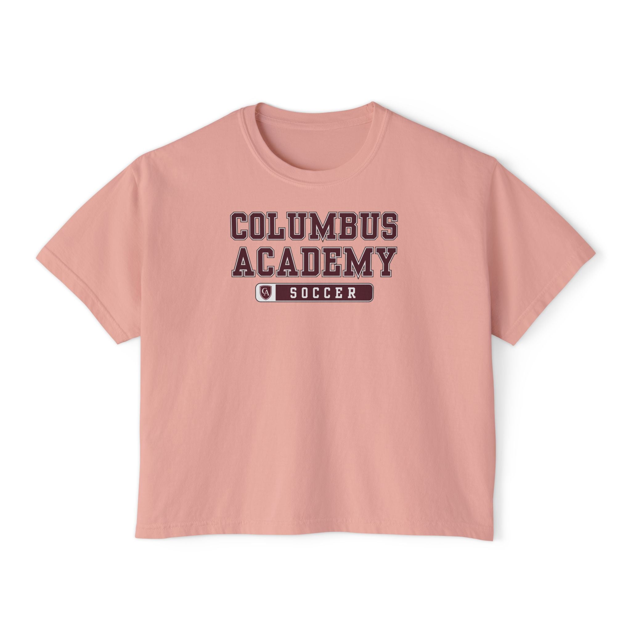 Women's Columbus Academy Soccer Graphic Boxy Crop Short Sleeve Tee