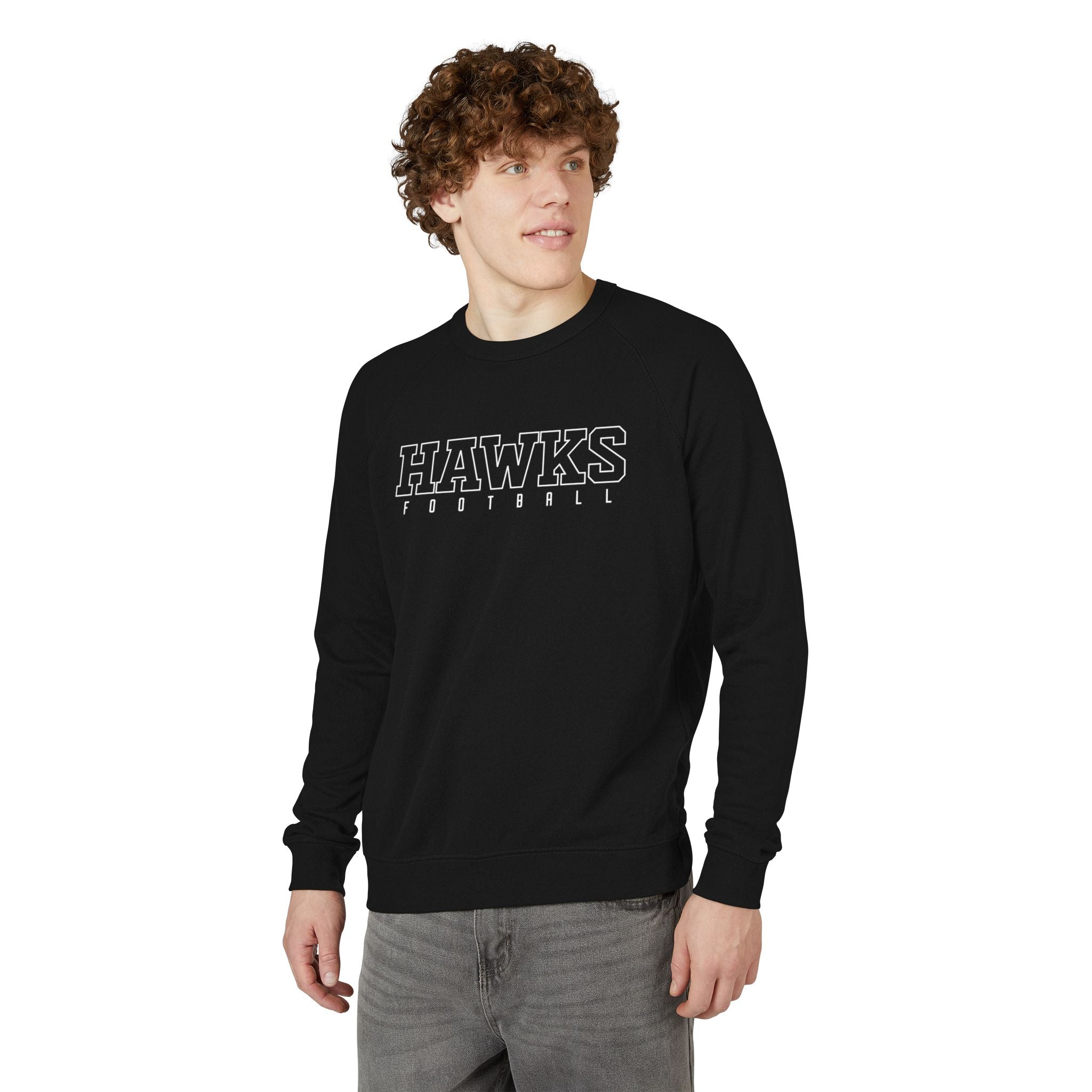 Adult Unisex Westerville Central Block Hawks Football Graphic French Terry Raglan Crewneck