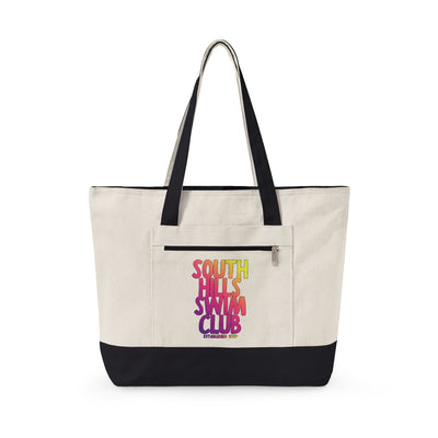 South Hills Swim Club SHSC Ombre Graphic Large Zippered Canvas Tote
