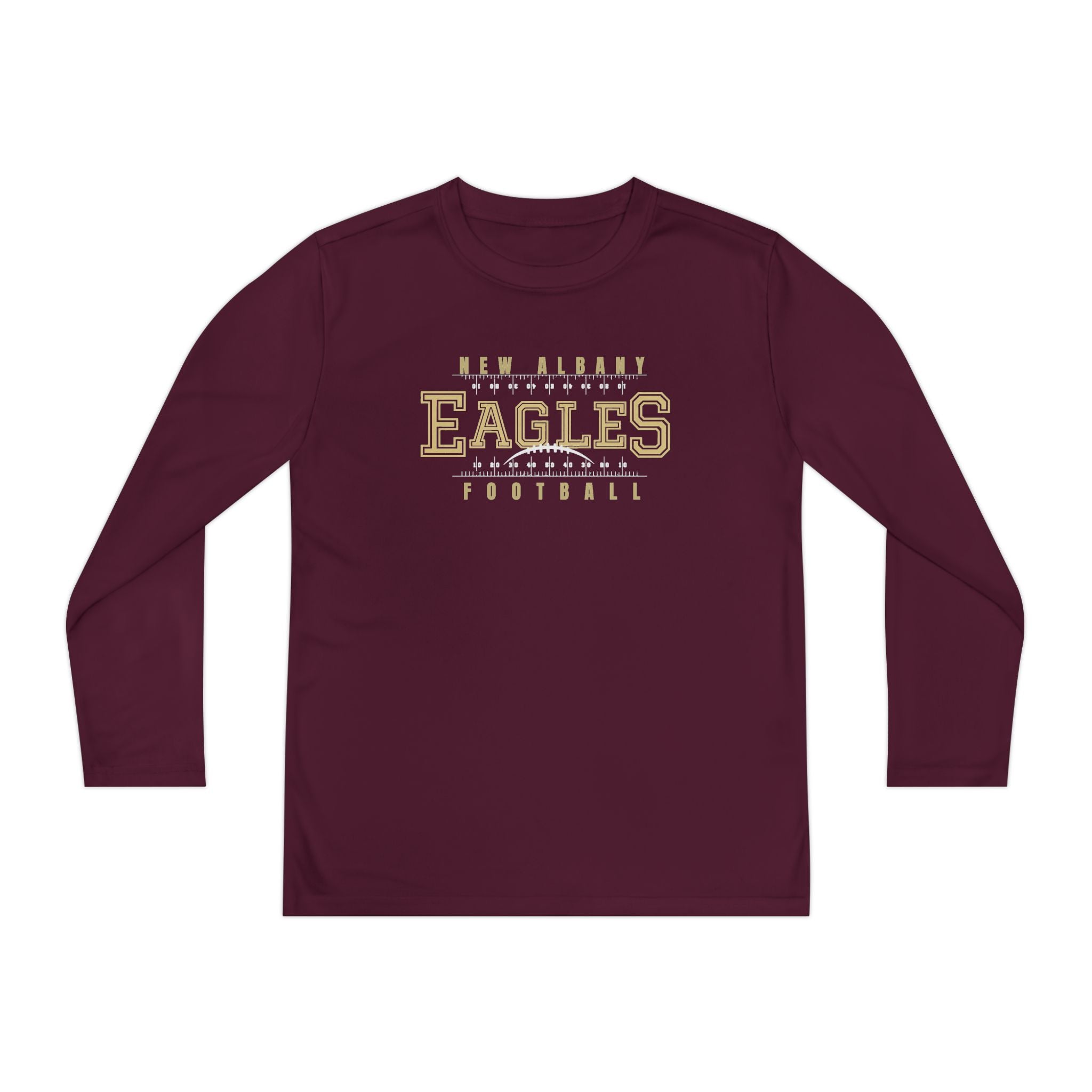 Youth New Albany Football Defend the Field Graphic Sport-Tek Competitor Performance Long Sleeve Tee