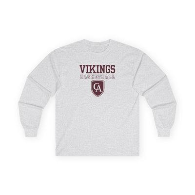 Adult Unisex Columbus Academy Vikings Basketball Graphic Gildan Long Sleeve Tee