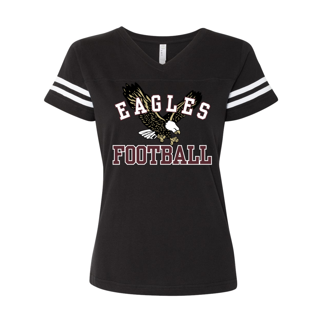 Women's Flying Football Eagle Graphic Short Sleeve Football Ringer Tee