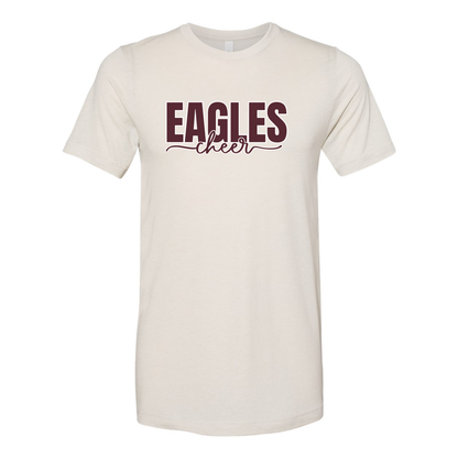 Adult Unisex Super Soft Cheer Words with Back Graphic Short Sleeve Graphic Tee - New Albany Eagles