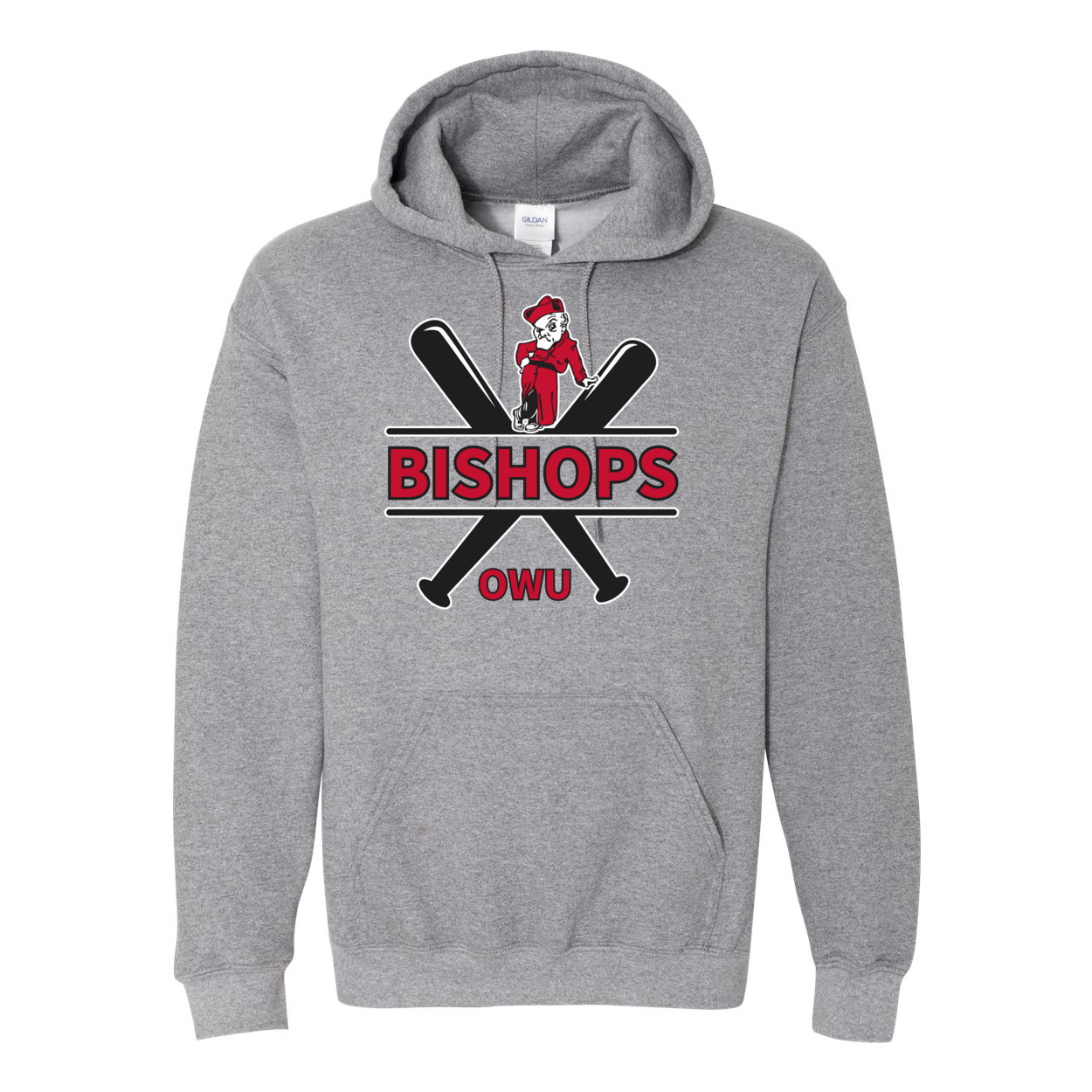 Adult Unisex Bishops Baseball Crossbat Graphic Hoodie - Ohio Wesleyan University