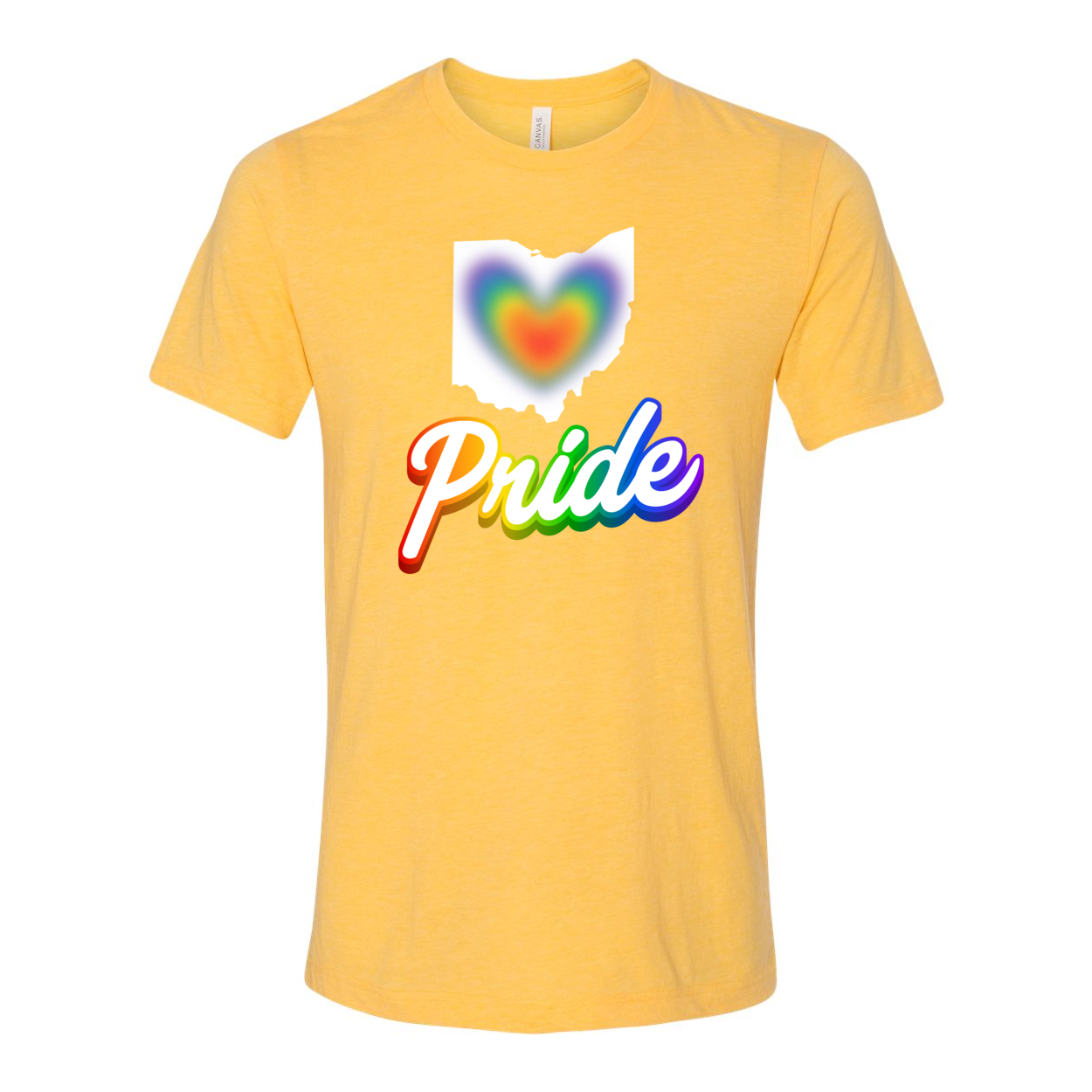 Adult Unisex Ohio Rainbow Heart Pride Super Soft Short Sleeve Graphic Tee - Ohio