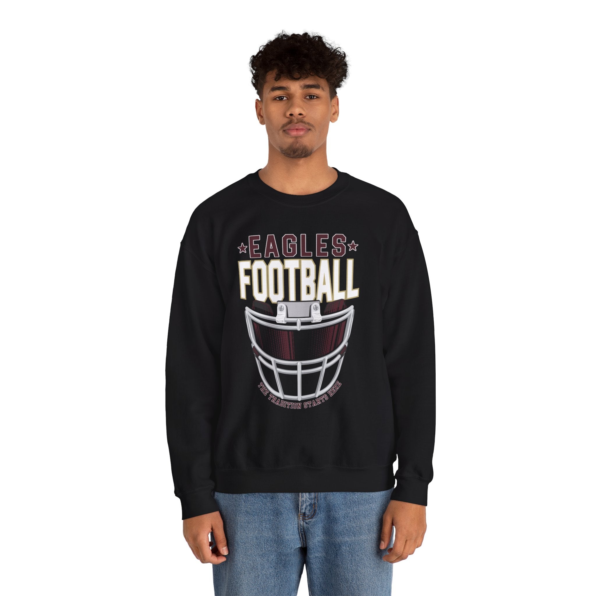 Adult Unisex Eagles White Hype Helmet Graphic Sweatshirt