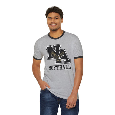 Adult Unisex Classic Logo Softball Graphic Short Sleeve Ringer Tee