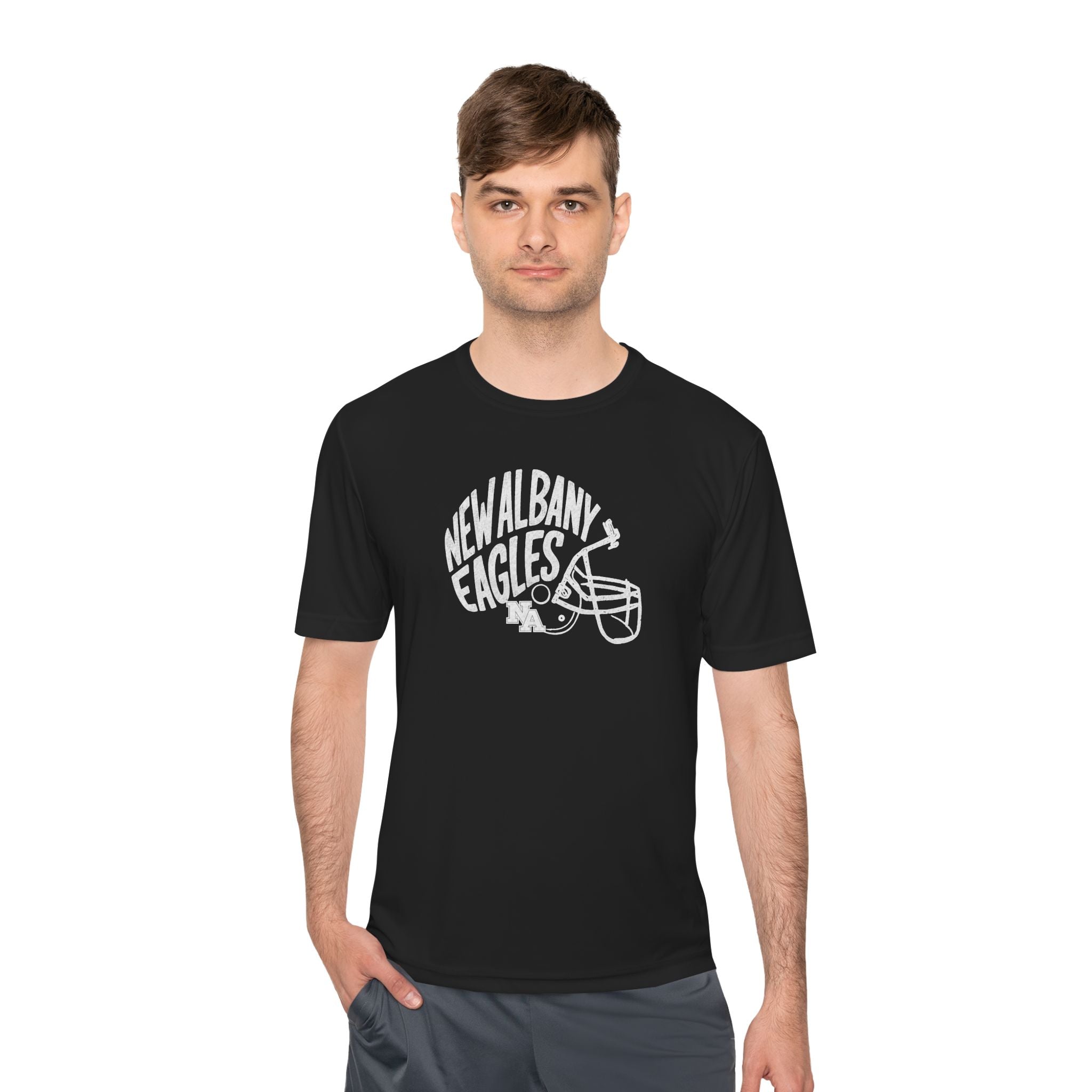 Adult Unisex New Albany Vintage Vibes Football Helmet Graphic Sport-Tek Competitor Performance Tee