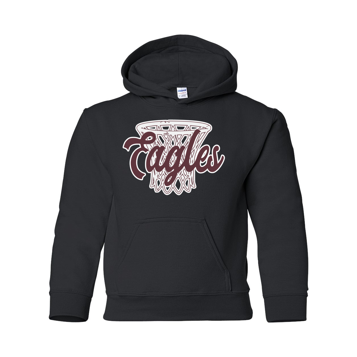 Youth Vintage Eagles Hoops Basketball Graphic Hoodie