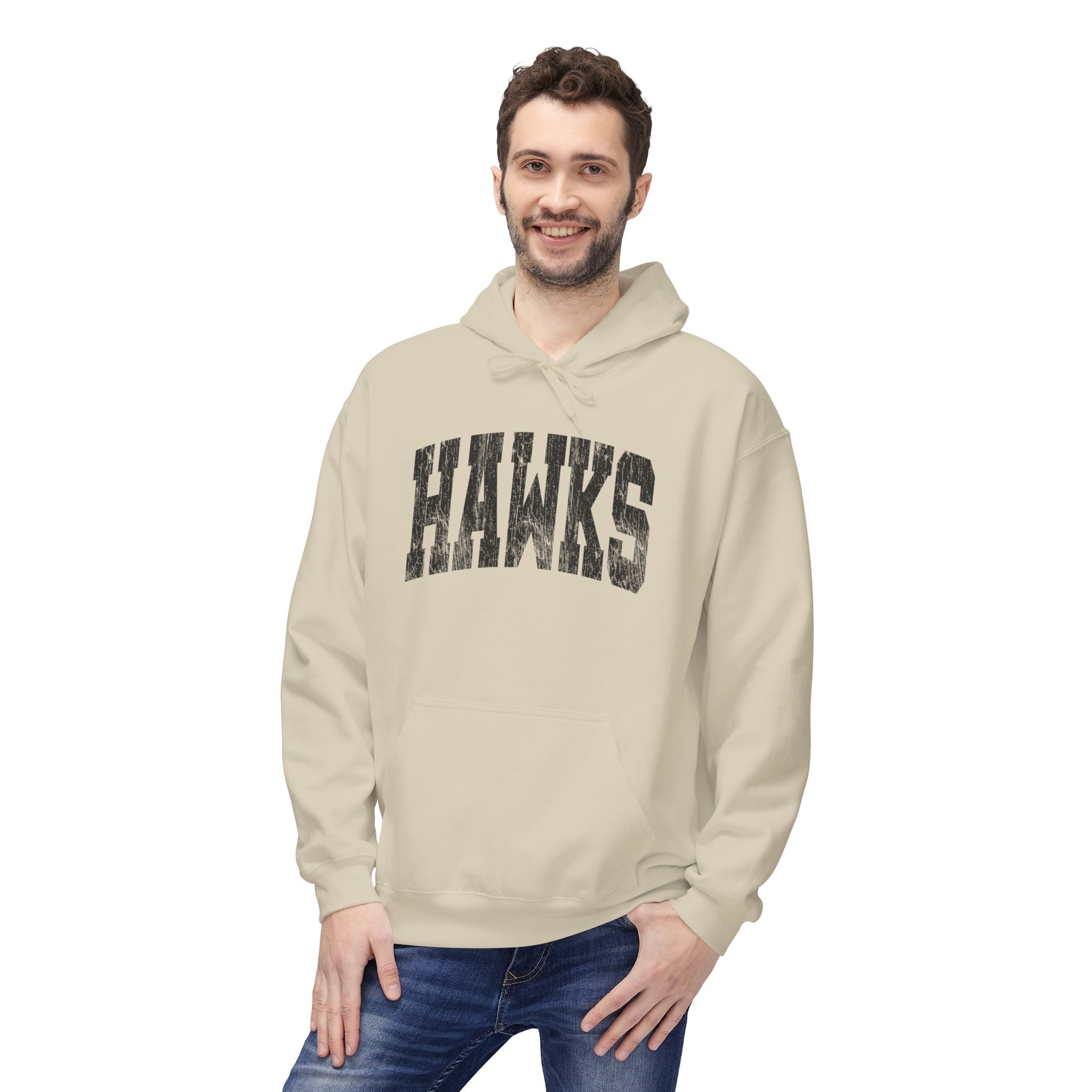 Adult Unisex Westerville Central Distressed Oversized Hawks Graphic Soft Style Hoodie
