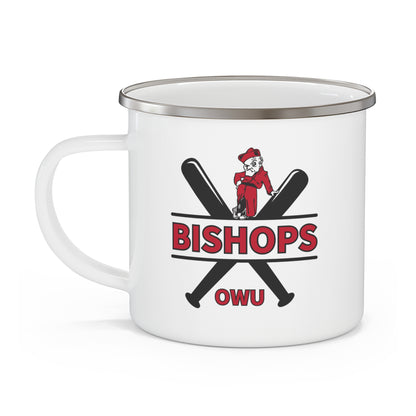 Bishops Baseball Crossbat Graphic Enamel Camping Mug - Ohio Wesleyan University