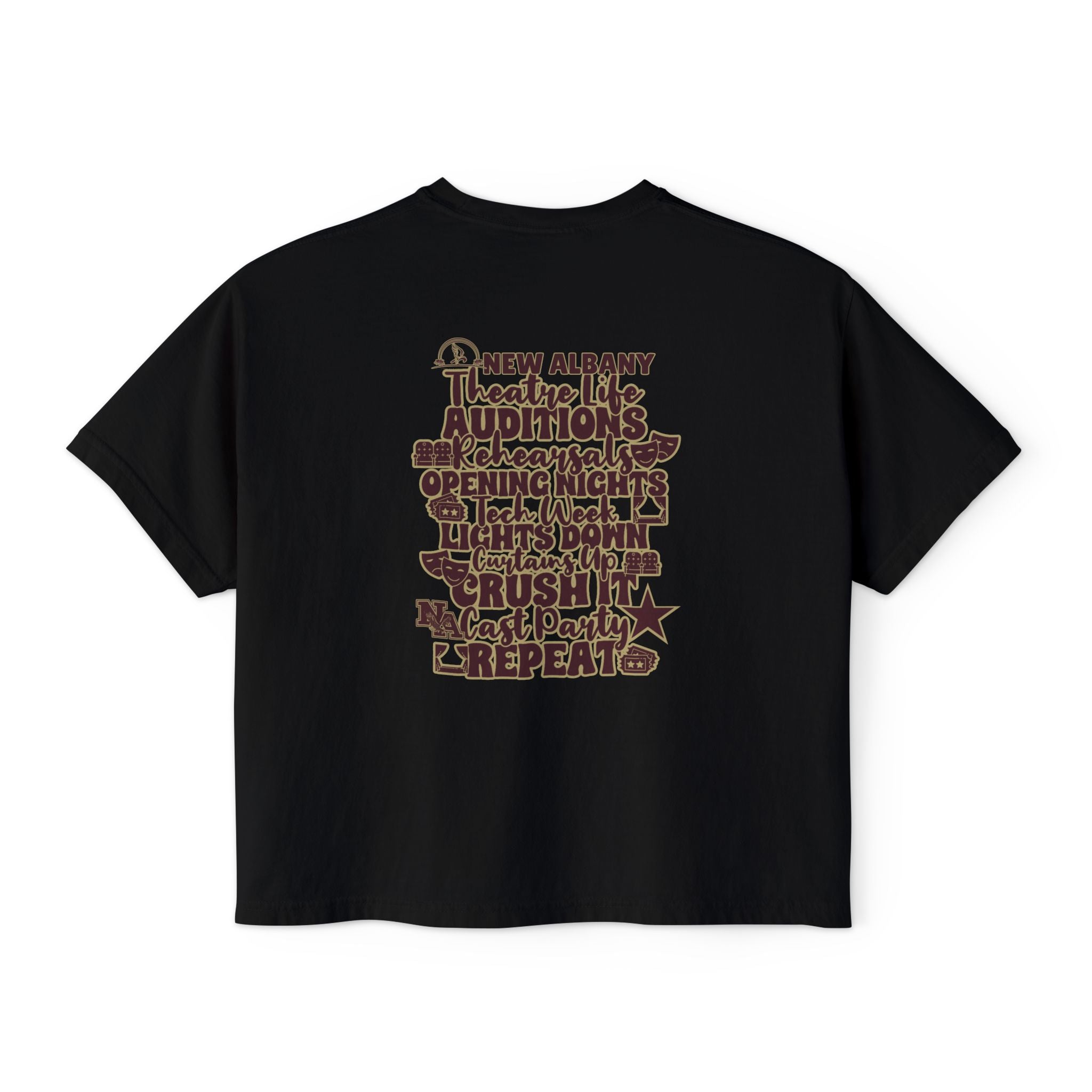 Women's New Albany Theatre Cast & Crew Graphic Boxy Crop Short Sleeve Tee