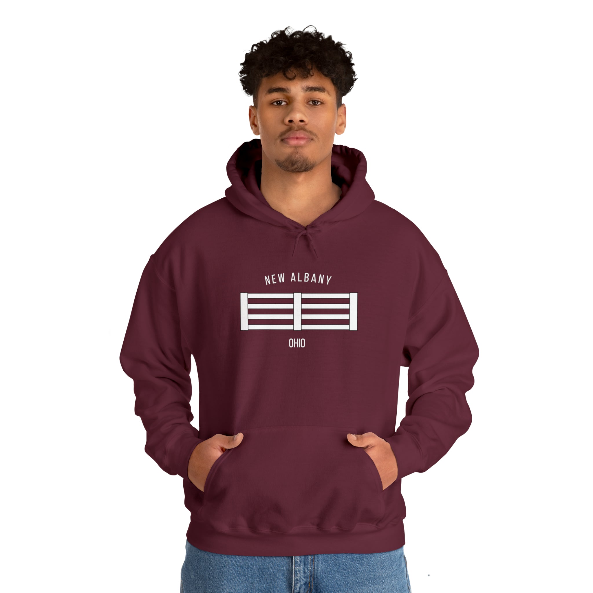 Adult Unisex City Fence Graphic Hoodie - New Albany