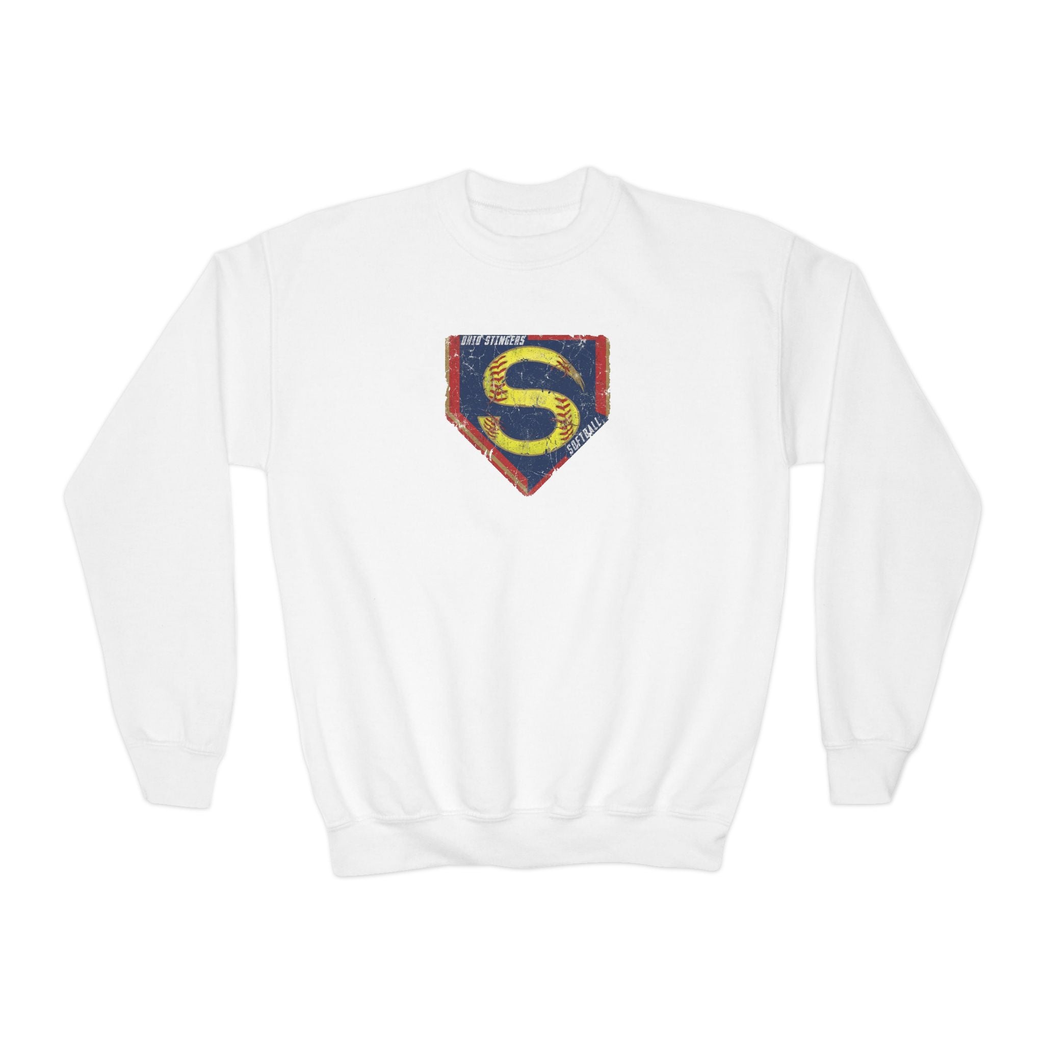 Youth Stingers Softball Distressed Logo Graphic Gildan Heavy Blend Sweatshirt