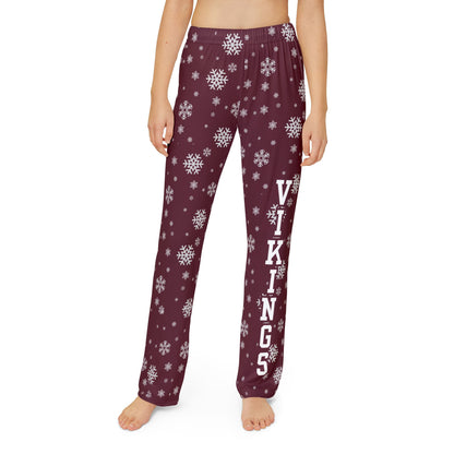Youth Columbus Academy Vikings Spirited Snowflake Maroon Printed Pajama Pants
