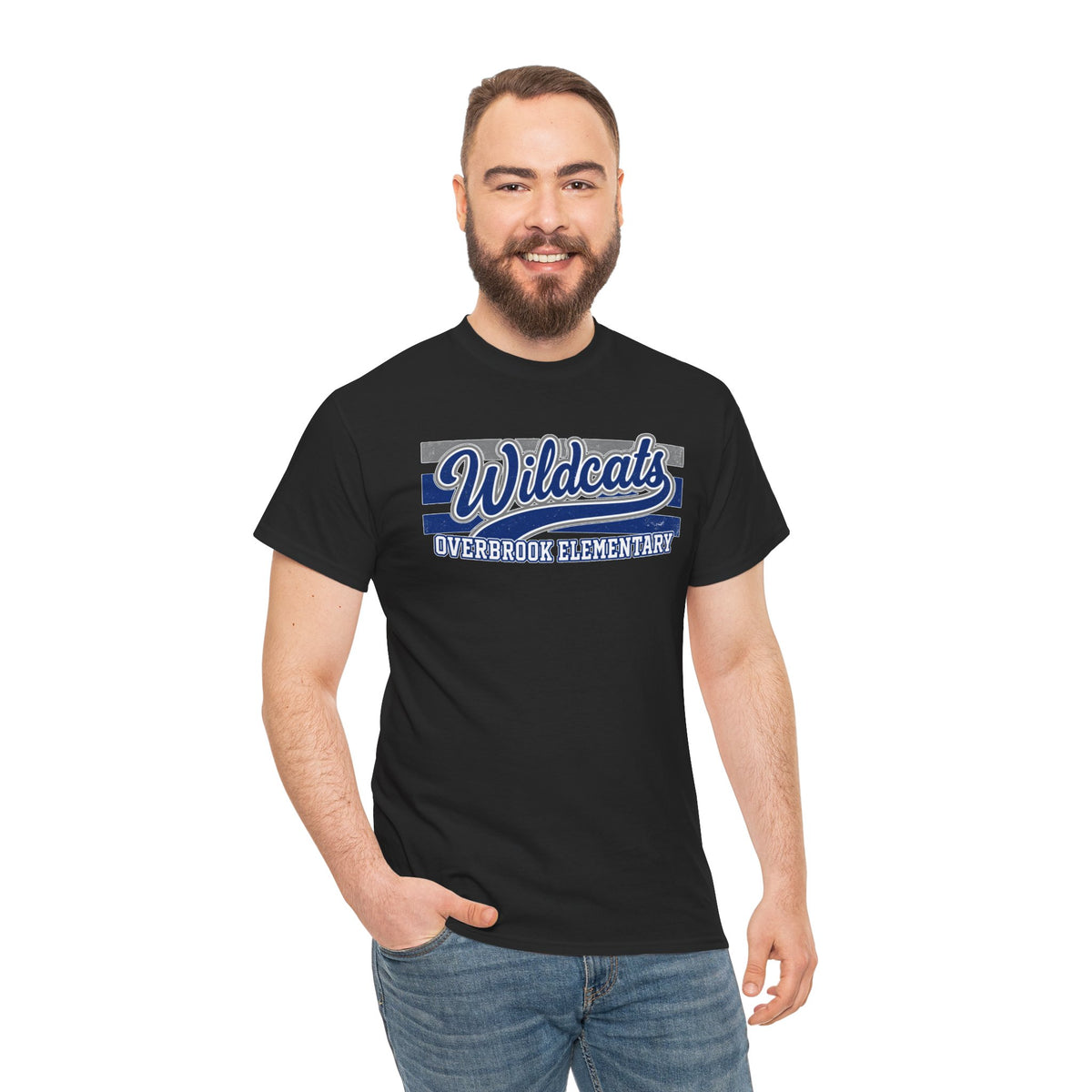 Adult Unisex Overbrook Elementary Wildcats Vintage Distressed Spirit Graphic Gildan Classic Tee
