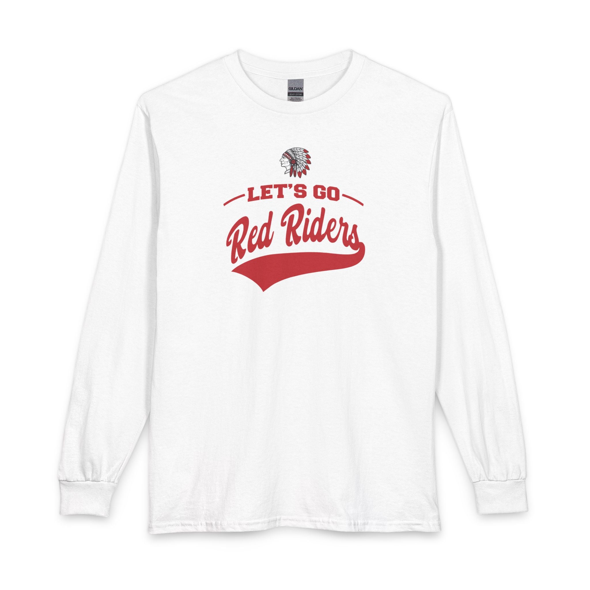 Adult Unisex Let's Go Red Riders Graphic Long Sleeve Gildan Tee