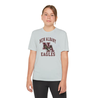 Youth New Albany Vintage Vibes Football Logo Graphic Sport-Tek Competitor Performance Tee