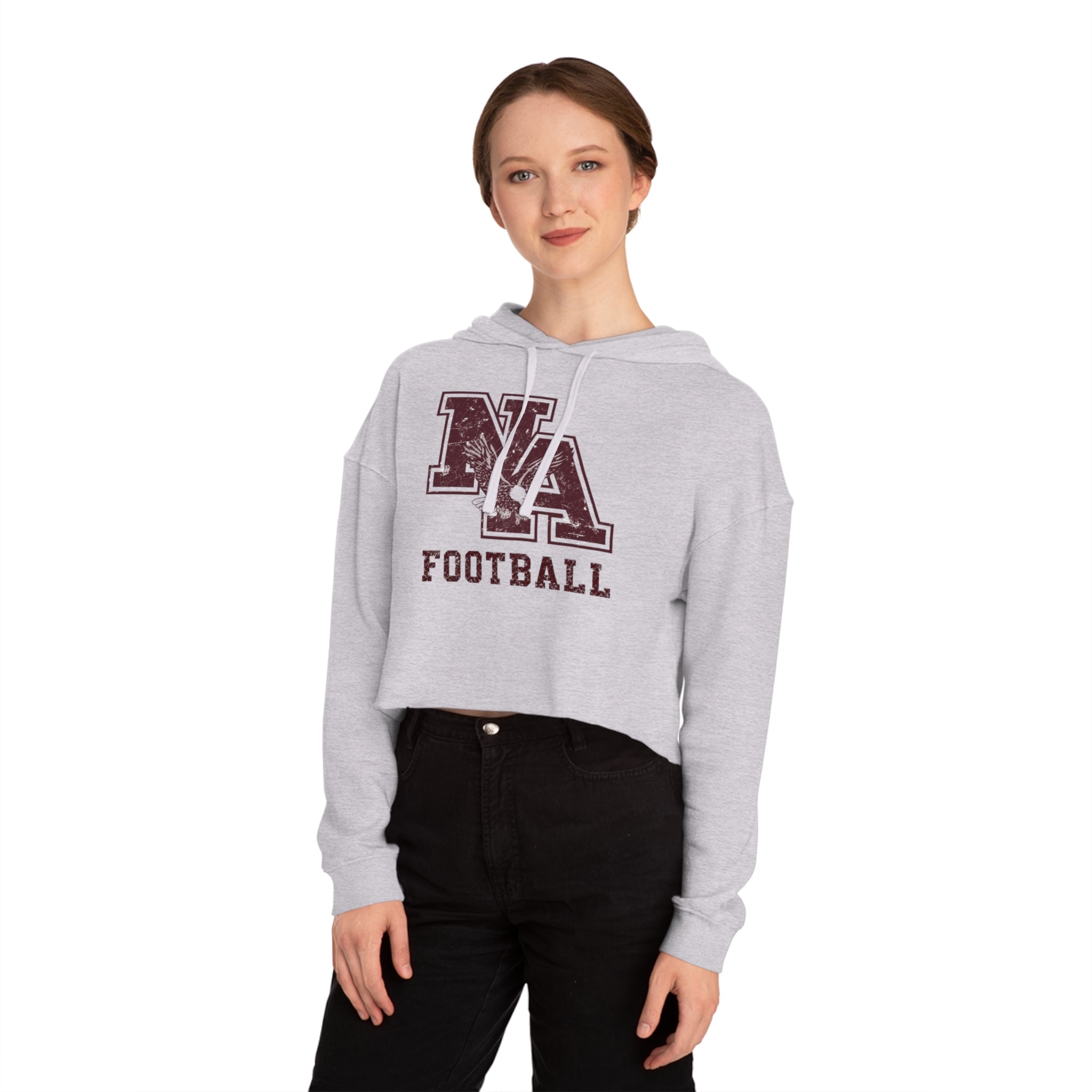 Women's New Albany Football Distressed Vintage Logo Graphic Crop Hoodie